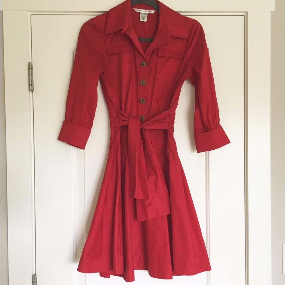 Diane Von Furstenberg Red Shirt Dress